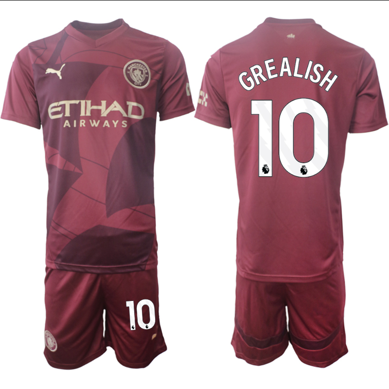 Men 2024-2025 Club Manchester City away red #10 Soccer Jersey->customized nfl jersey->Custom Jersey